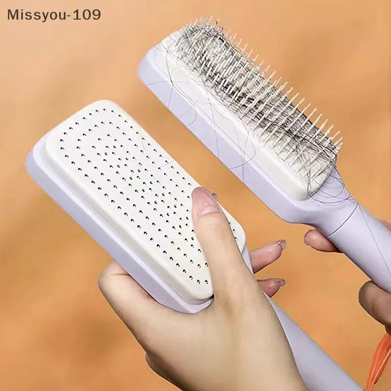 One-Click Self-Cleaning Hair Brush