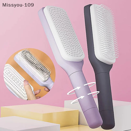One-Click Self-Cleaning Hair Brush