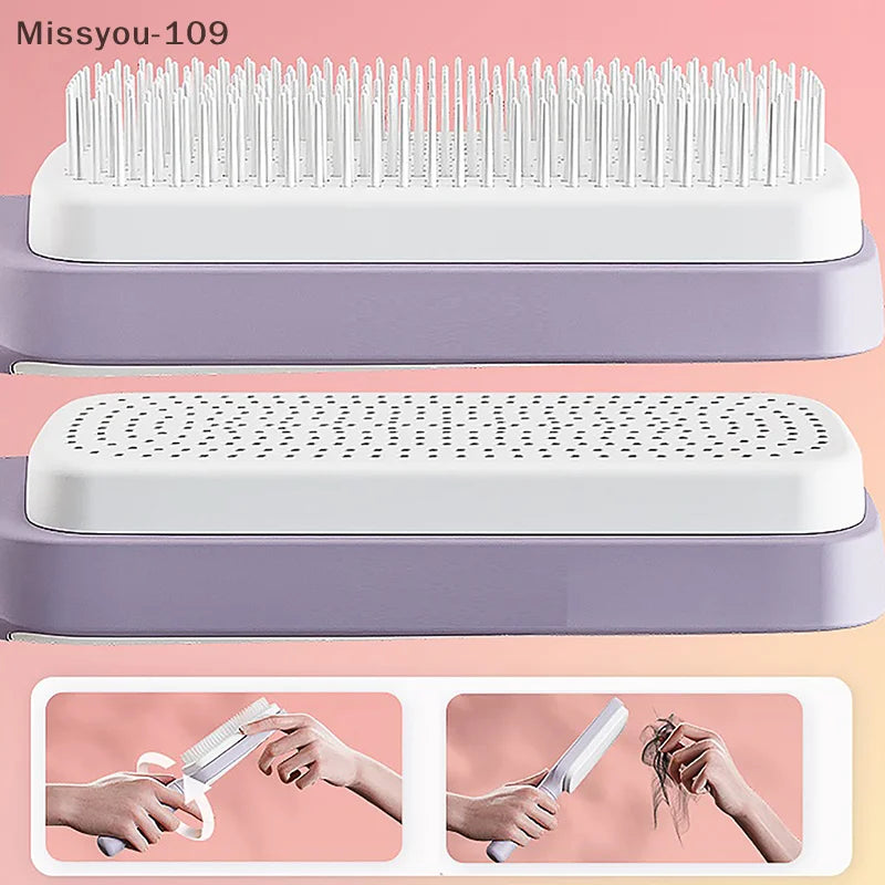 One-Click Self-Cleaning Hair Brush